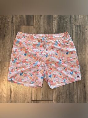 Johnny-O Coral Reef Print Swim Trunks XXL Coastal Beach Resort Swim Shorts